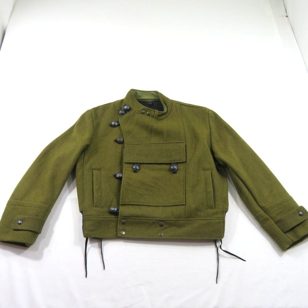Swedish Military Motorcycle Jacket Wool Green Biker Coat Sz L?